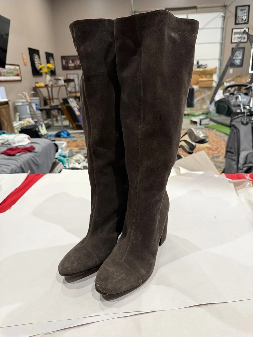 Alberto Fermani Over-the-Knee Suede Boots in Dark grey
